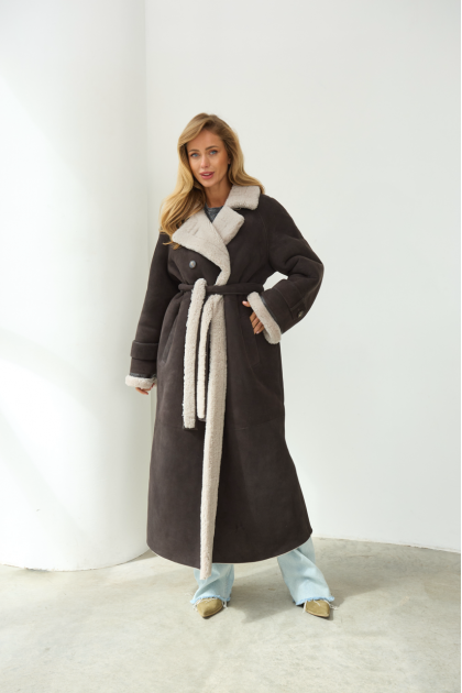 Suede sheepskin coat