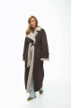 Suede sheepskin coat in dark chocolate color made of natural sheepskin