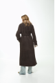 Suede sheepskin coat in dark chocolate color made of natural sheepskin