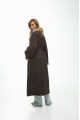 Suede sheepskin coat in dark chocolate color made of natural sheepskin