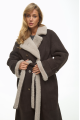 Suede sheepskin coat in dark chocolate color made of natural sheepskin