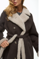 Suede sheepskin coat in dark chocolate color made of natural sheepskin