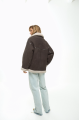 Suede sheepskin coat of chocolate color made of natural sheepskin in OVERSIZE style