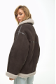 Suede sheepskin coat of chocolate color made of natural sheepskin in OVERSIZE style