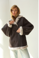 Suede sheepskin coat of chocolate color made of natural sheepskin in OVERSIZE style