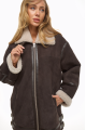 A chocolate-colored sheepskin coat made of natural sheepskin in the VINTAGE style