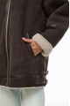 A chocolate-colored sheepskin coat made of natural sheepskin in the VINTAGE style