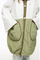 Green and white demi-season puffer coat in OVERSIZE style