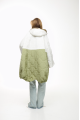 Green and white demi-season puffer coat in OVERSIZE style