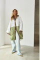 Green and white demi-season puffer coat in OVERSIZE style