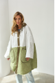 Green and white demi-season puffer coat in OVERSIZE style