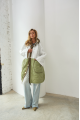 Green and white demi-season puffer coat in OVERSIZE style