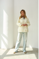 Demi-season women's milk-colored puffer jacket