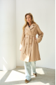 Demi-season coat-down jacket of beige color