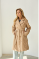 Demi-season coat-down jacket of beige color