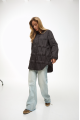 Stylish demi-season black down jacket in OVERSIZE style