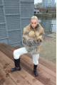 Women's fox fur coat with light color