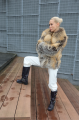 Women's fox fur coat with light color