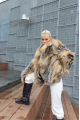 Women's fox fur coat with light color