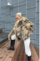 Women's fox fur coat with light color