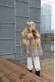 Women's fox fur coat with light color