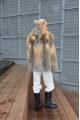 Women's fox fur coat with light color