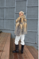 Women's fox fur coat with light color