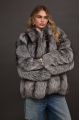 Stylish gray fur coat made of black fox