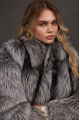 Stylish gray fur coat made of black fox