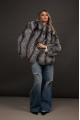 Stylish gray fur coat made of black fox