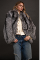 Stylish gray fur coat made of black fox