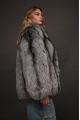 Stylish gray fur coat made of black fox