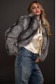 Stylish gray fur coat made of black fox