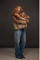 Stylish brown fox fur coat