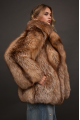 Stylish brown fox fur coat