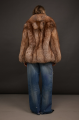 Stylish brown fox fur coat