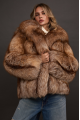 Stylish brown fox fur coat