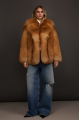 Stylish red fox fur coat
