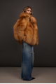 Stylish red fox fur coat