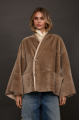 Women's double-sided beige sheepskin coat made of merino sheep