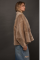 Women's double-sided beige sheepskin coat made of merino sheep