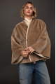 Women's double-sided beige sheepskin coat made of merino sheep