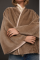 Women's double-sided beige sheepskin coat made of merino sheep