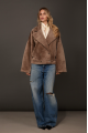 Reversible short bomber jacket in dark beige