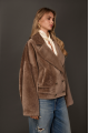 Reversible short bomber jacket in dark beige