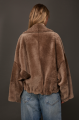 Reversible short bomber jacket in dark beige