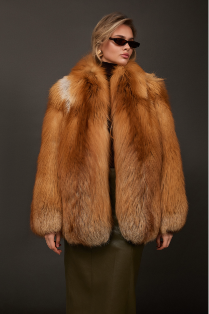 Women's red fox fur coat