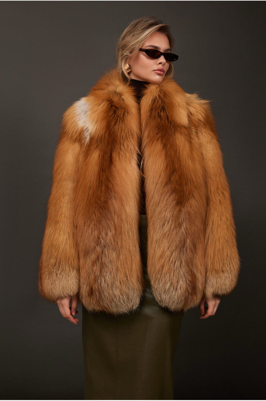 Women's red fox fur coat