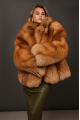 Stylish red fox fur coat