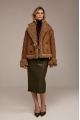 Reversible suede sheepskin coat in camel color